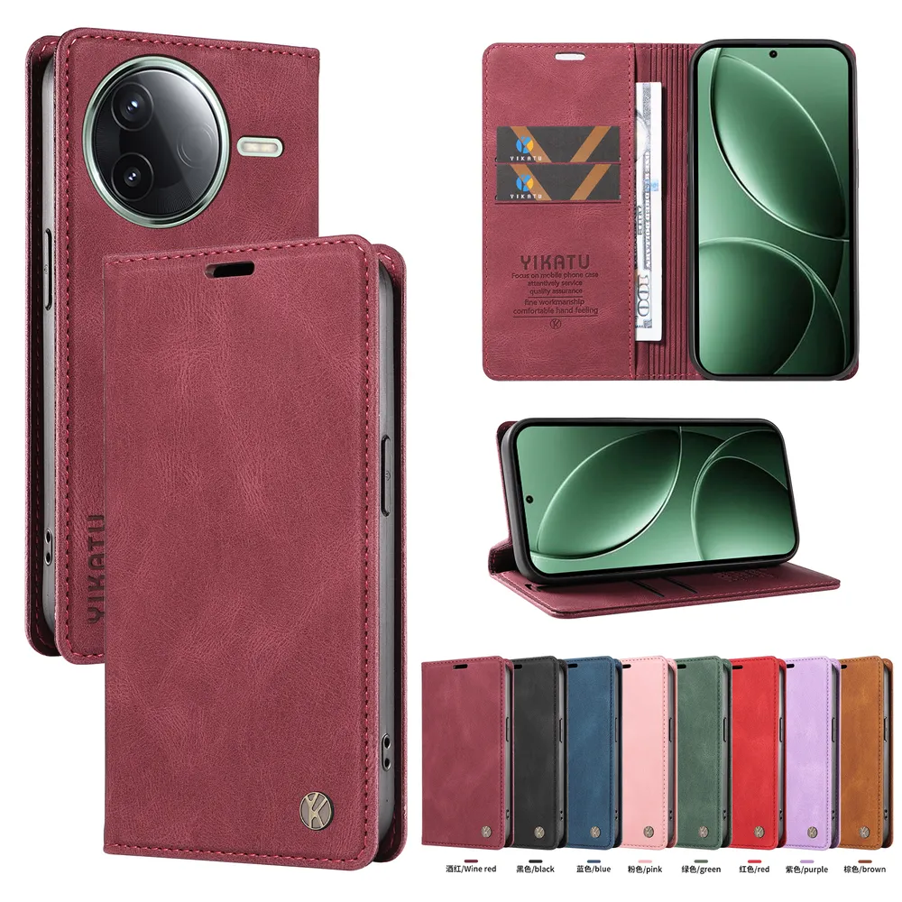 YIKATU YK-004 For Xiaomi Redmi K80 Pro 5G Magnetic Case Skin-touch Leather Stand Wallet Phone Cover 