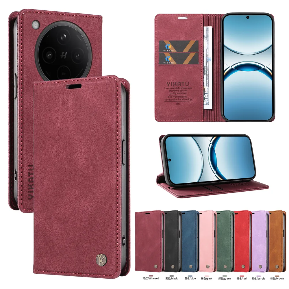 YIKATU YK-004 For OPPO Find X8 5G Magnetic Case Skin-touch Leather Stand Wallet Phone Cover 