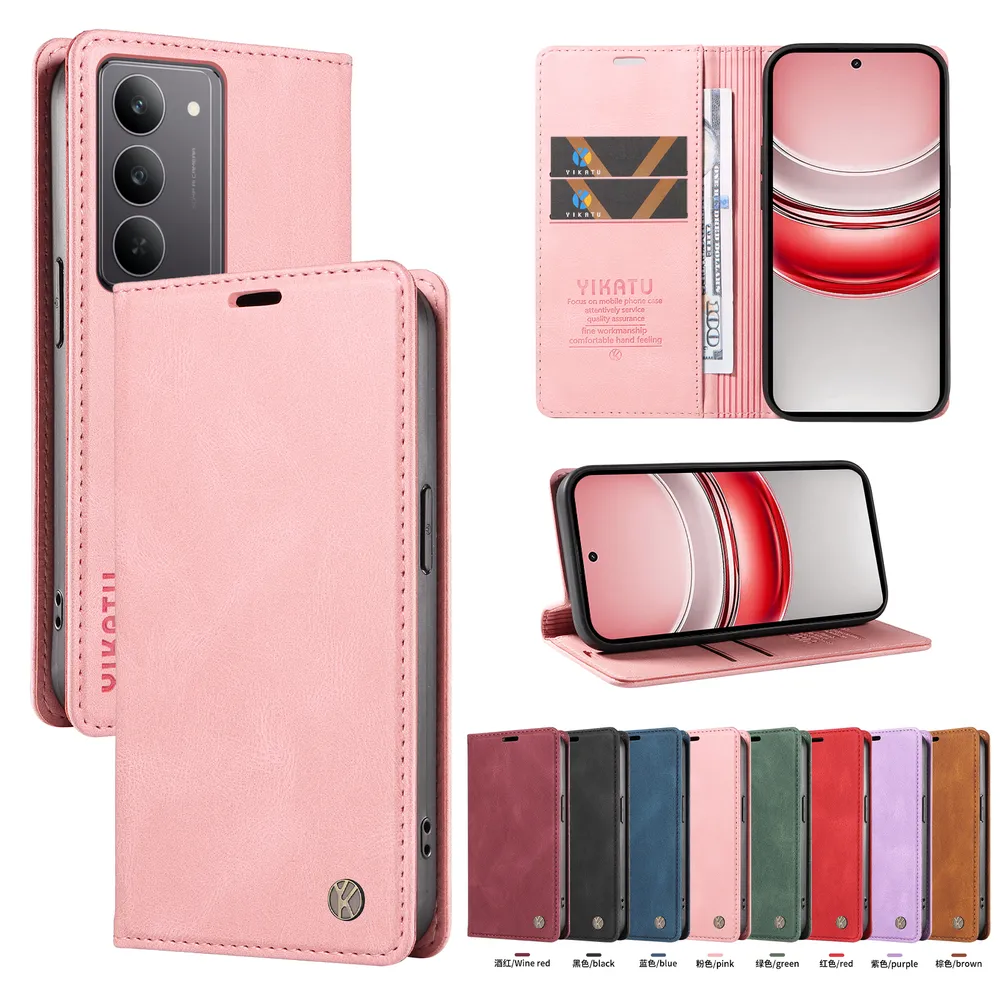 YIKATU YK-004 For OPPO Realme C75 4G Magnetic Case Skin-touch Leather Stand Wallet Phone Cover 