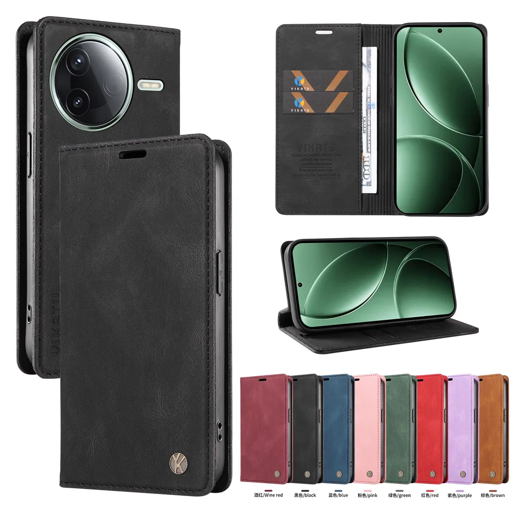 YIKATU YK-004 For Xiaomi Redmi K80 5G Magnetic Case Skin-touch Leather Stand Wallet Phone Cover 