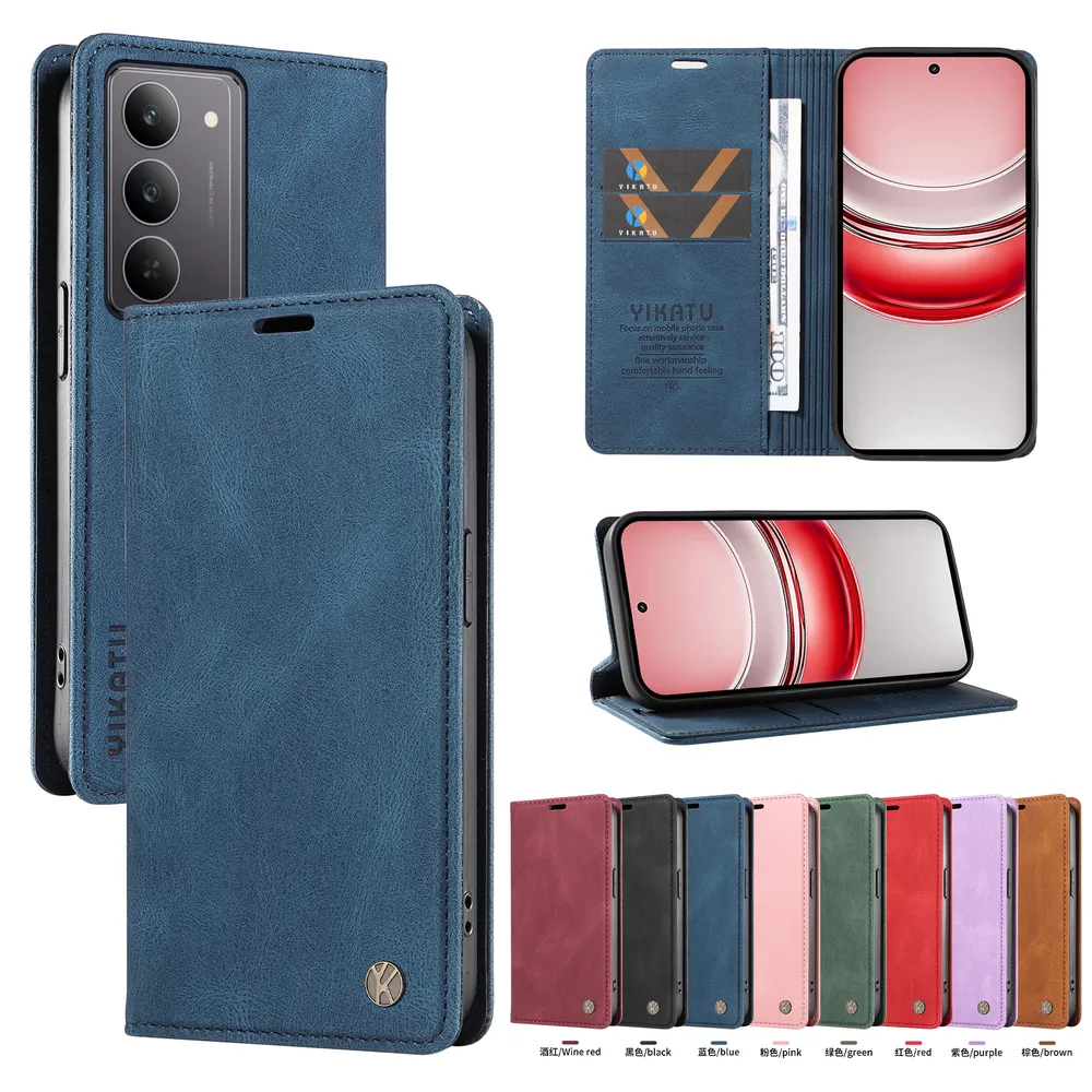 YIKATU YK-004 For Realme V60 Pro Magnetic Case Skin-touch Leather Stand Wallet Phone Cover 