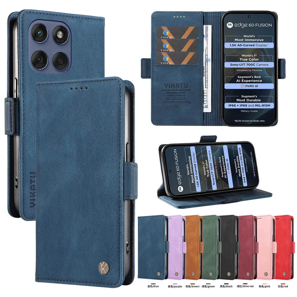 YIKATU YK-005 For Motorola Moto Edge 60 Fusion PU Leather Wallet Case Skin-touch Stand Magnetic Closure Phone Cover