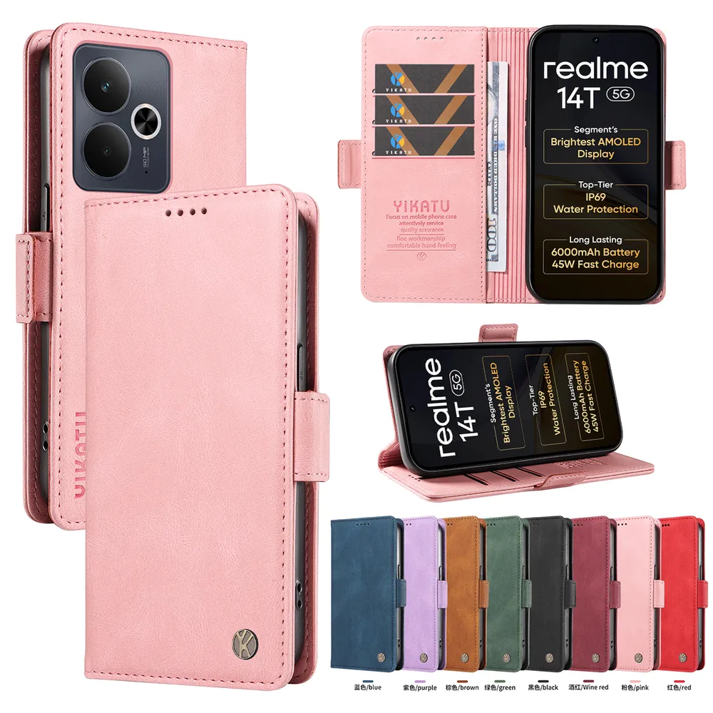 YIKATU YK-005 For Oppo Realme 14 5G PU Leather Wallet Case Skin-touch Stand Magnetic Closure Phone Cover