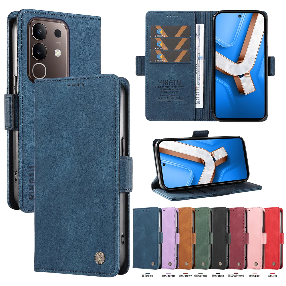 YIKATU YK-005 For VIVO Y300T PU Leather Wallet Case Skin-touch Stand Magnetic Closure Phone Cover