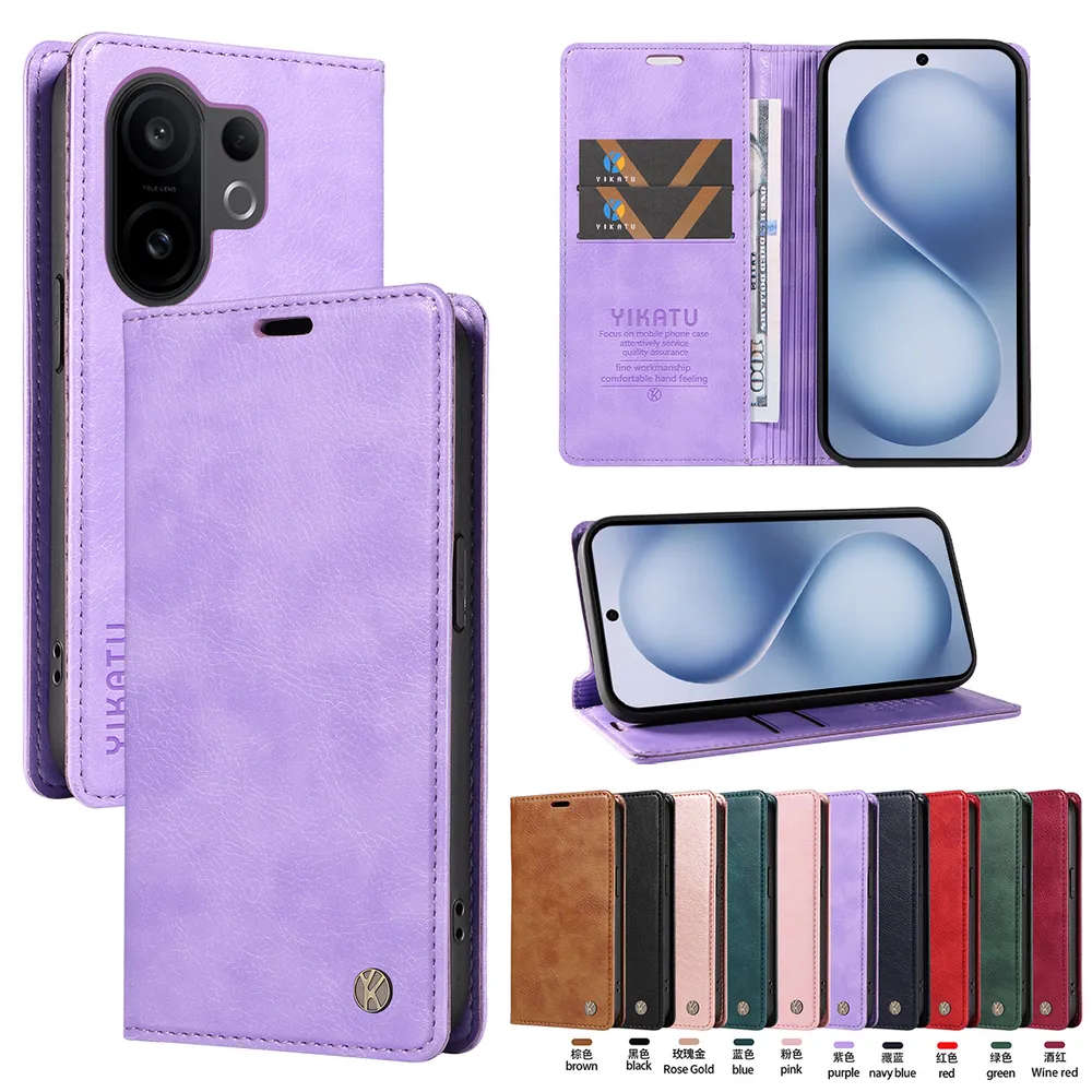 YIKATU YK-006 For VIVO S30 Pro mini Leather Wallet Case Magnetic Closing Flip Phone Cover