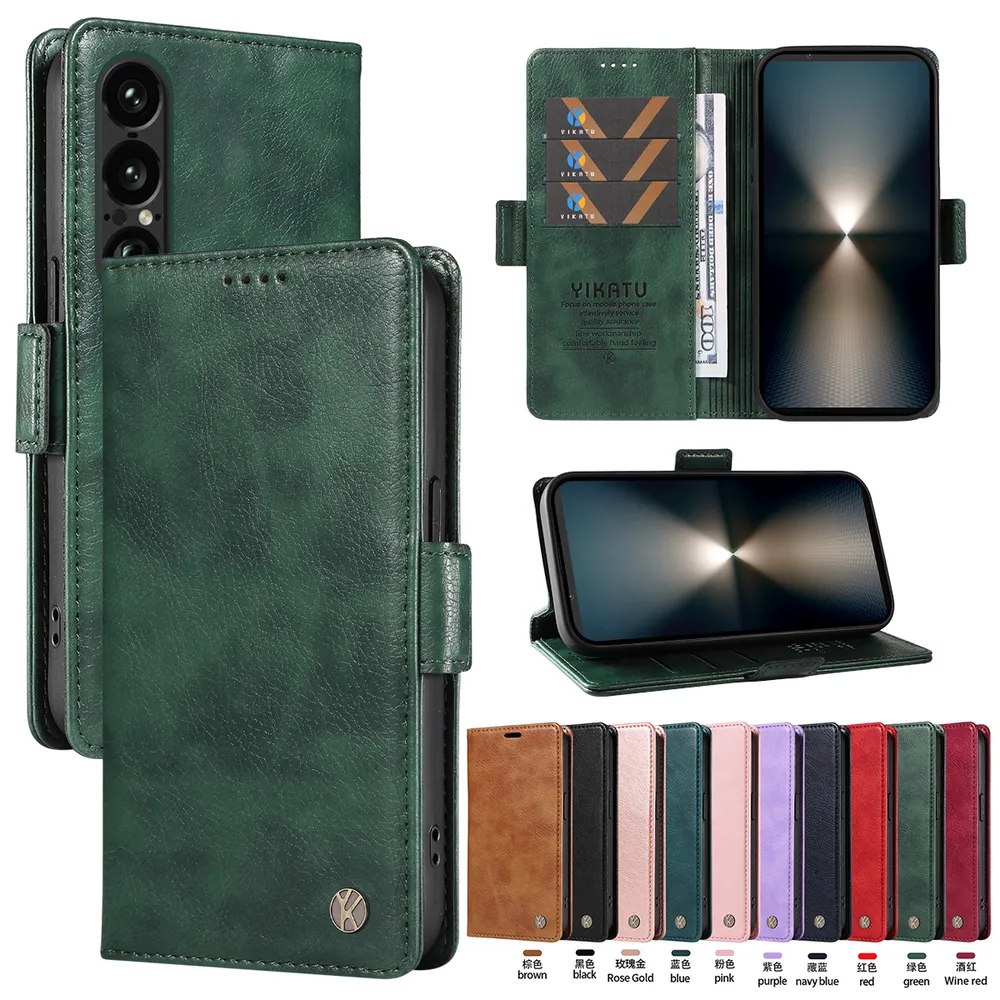 YIKATU YK-007 For Sony Xperia 1 VII Leather Phone Cover Magnetic Side Clasps Protective Case