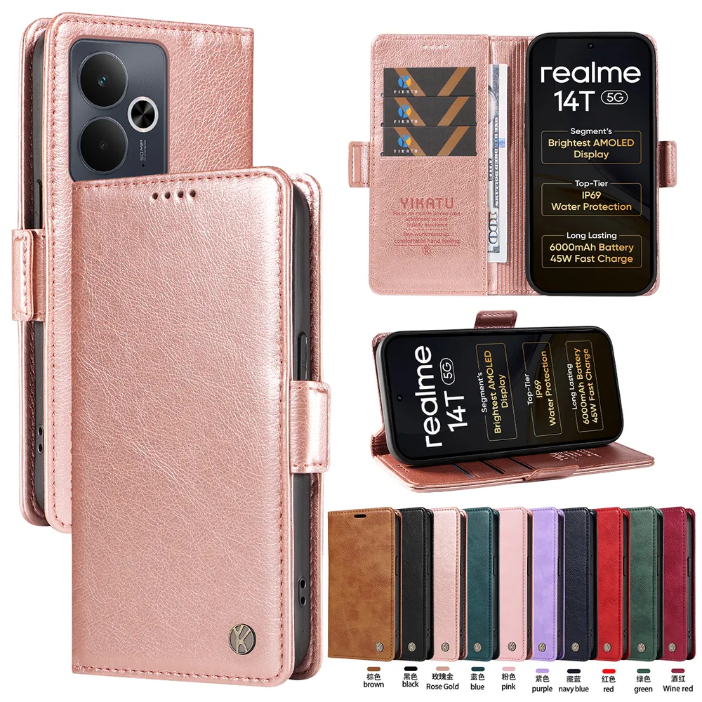 YIKATU YK-007 For OPPO Realme 14T Leather Phone Cover Magnetic Side Clasps Protective Case