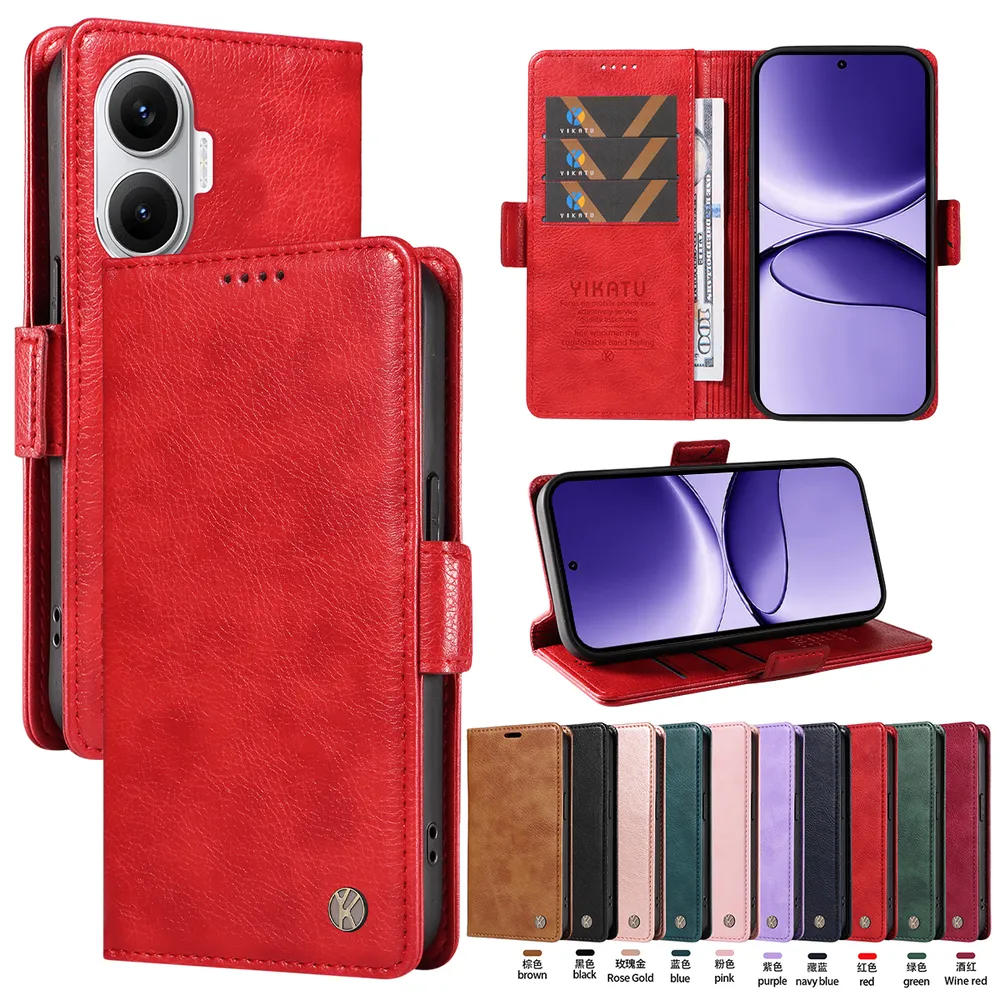 YIKATU YK-007 For Xiaomi POCO F7 5G Leather Phone Cover Magnetic Side Clasps Protective Case