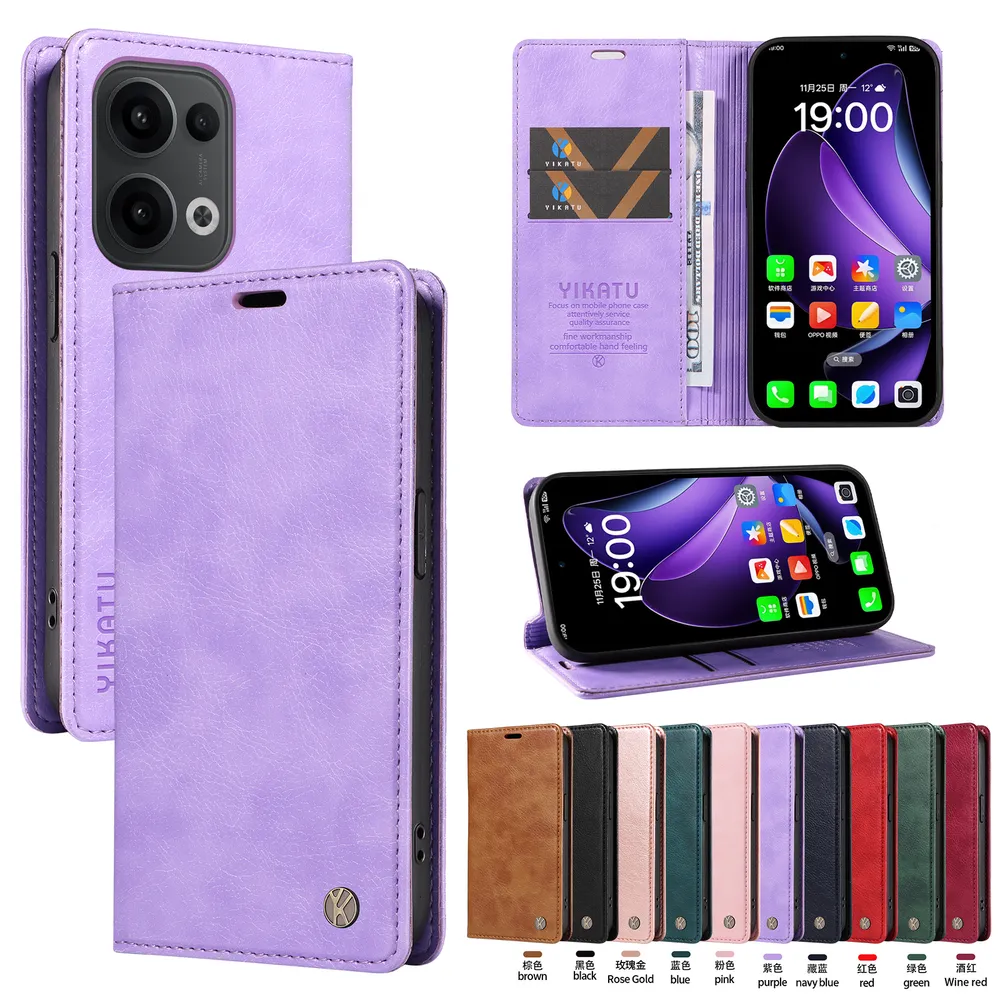 YIKATU YK-006 For OPPO Reno 13 5G Leather Wallet Case Magnetic Closing Flip Phone Cover