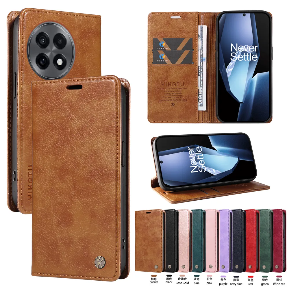 YIKATU YK-006 For Oneplus ACE 5 Pro 5G Leather Wallet Case Magnetic Closing Flip Phone Cover