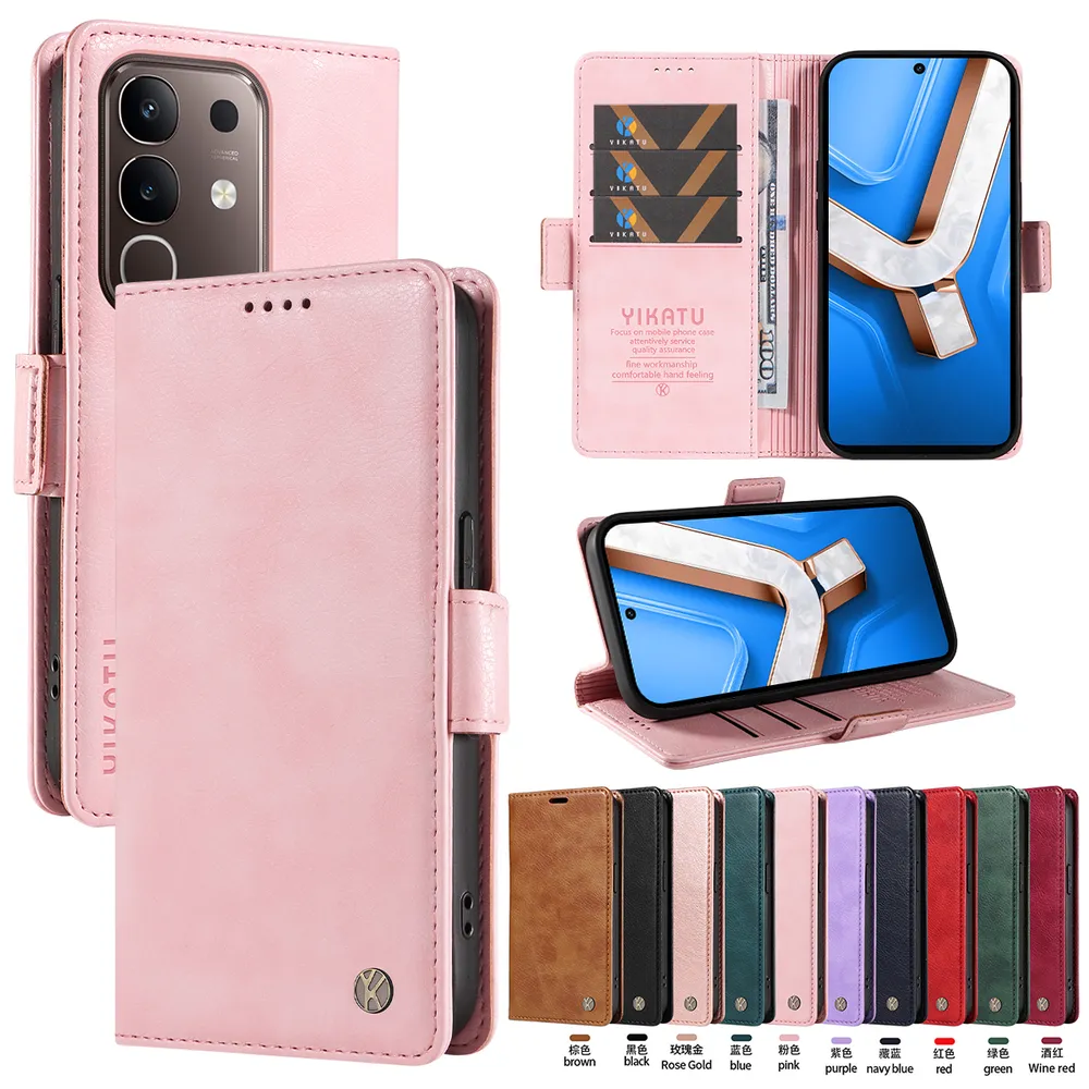 YIKATU YK-007 For VIVO T4X Leather Phone Cover Magnetic Side Clasps Protective Case