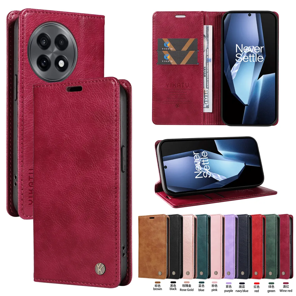 YIKATU YK-006 For Oneplus ACE 5 5G Leather Wallet Case Magnetic Closing Flip Phone Cover