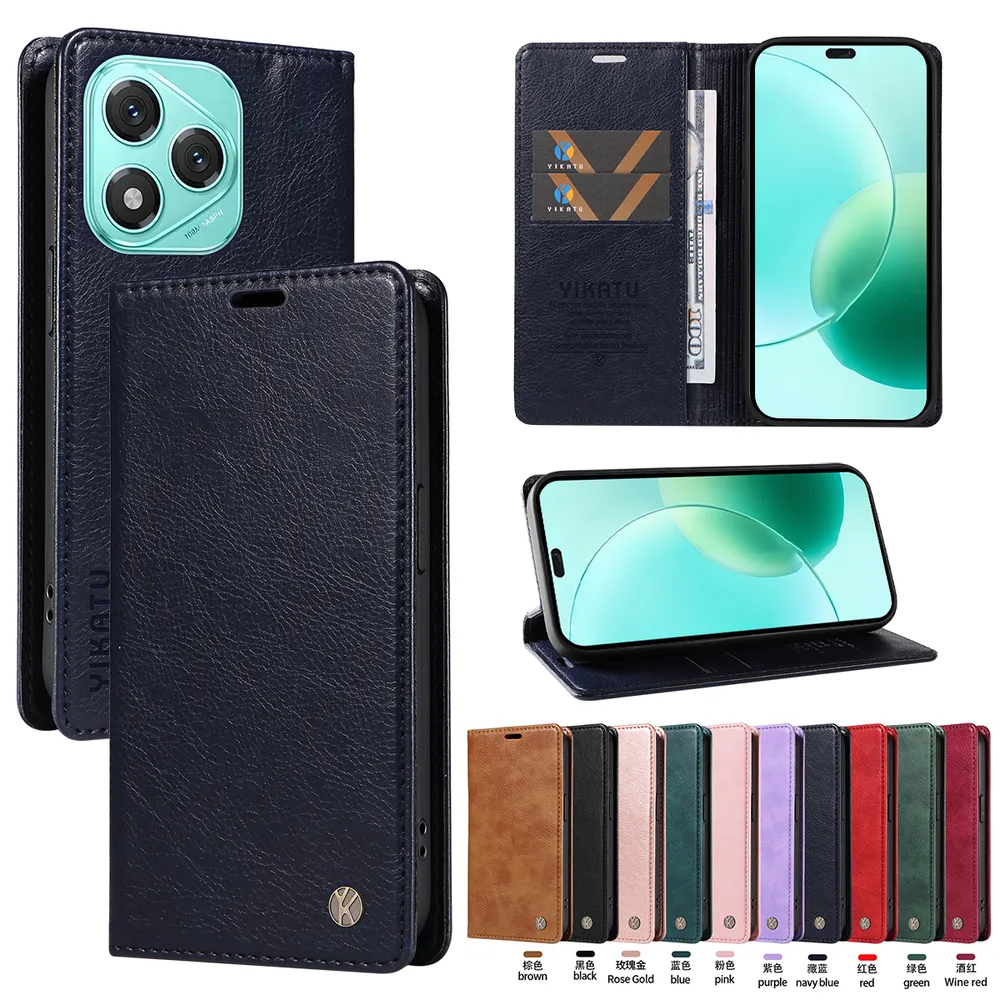 YIKATU YK-006 For Honor 400 Lite Leather Wallet Case Magnetic Closing Flip Phone Cover