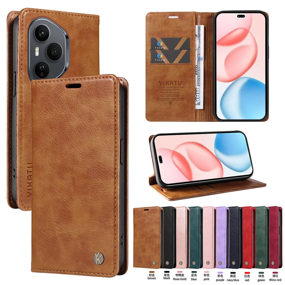 YIKATU YK-006 For Honor 400 Pro 5G Leather Wallet Case Magnetic Closing Flip Phone Cover