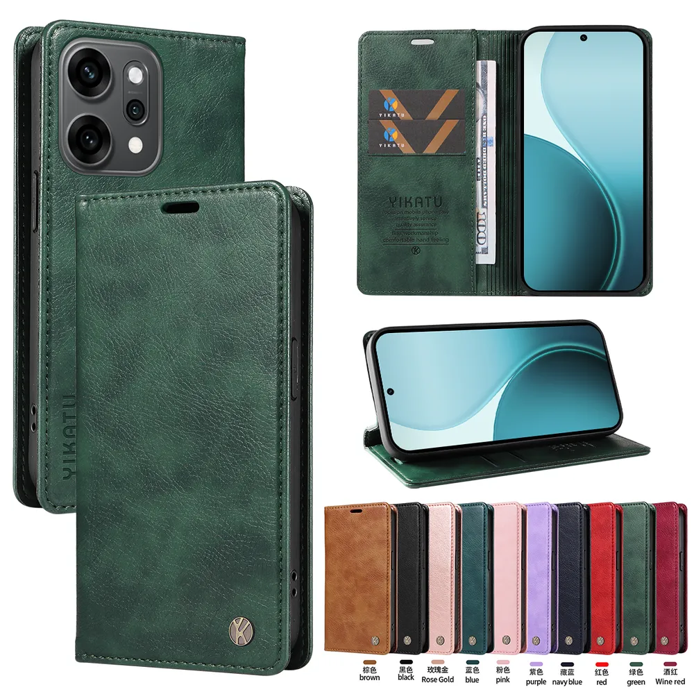 YIKATU YK-006 For OPPO Reno 14 Pro 5G Leather Wallet Case Magnetic Closing Flip Phone Cover