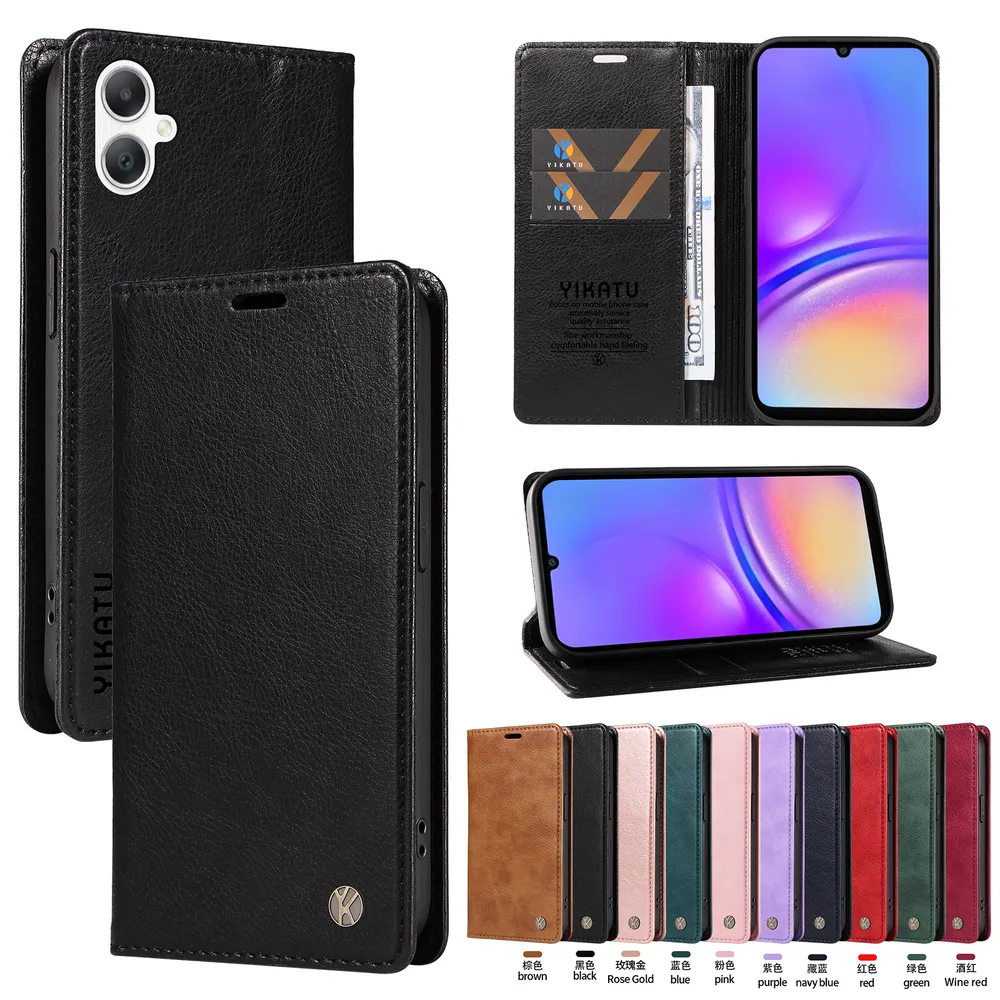 YIKATU YK-006 For Samsung Galaxy A07 5G Leather Wallet Case Magnetic Closing Flip Phone Cover