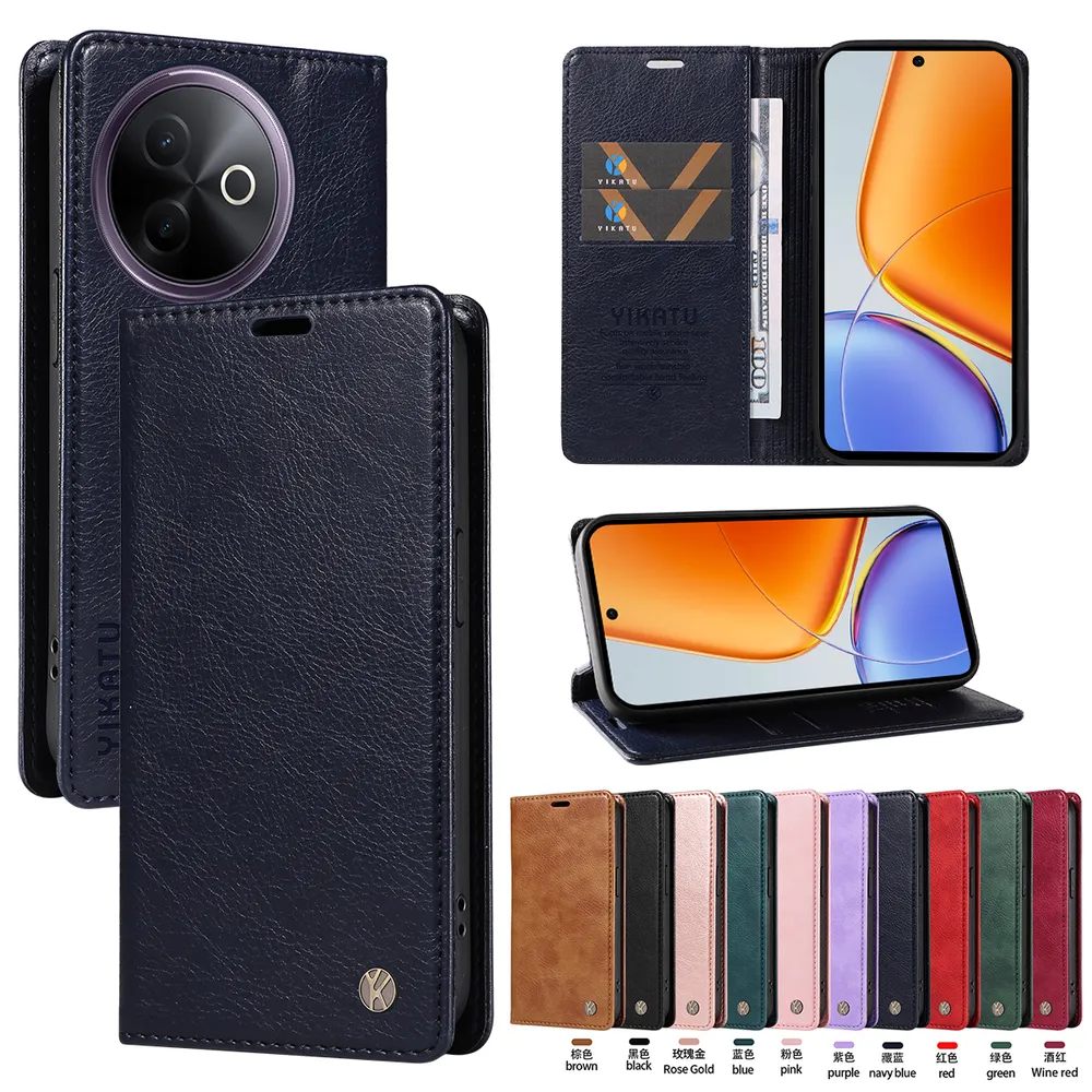 YIKATU YK-006 For VIVO Y39 5G Leather Wallet Case Magnetic Closing Flip Phone Cover
