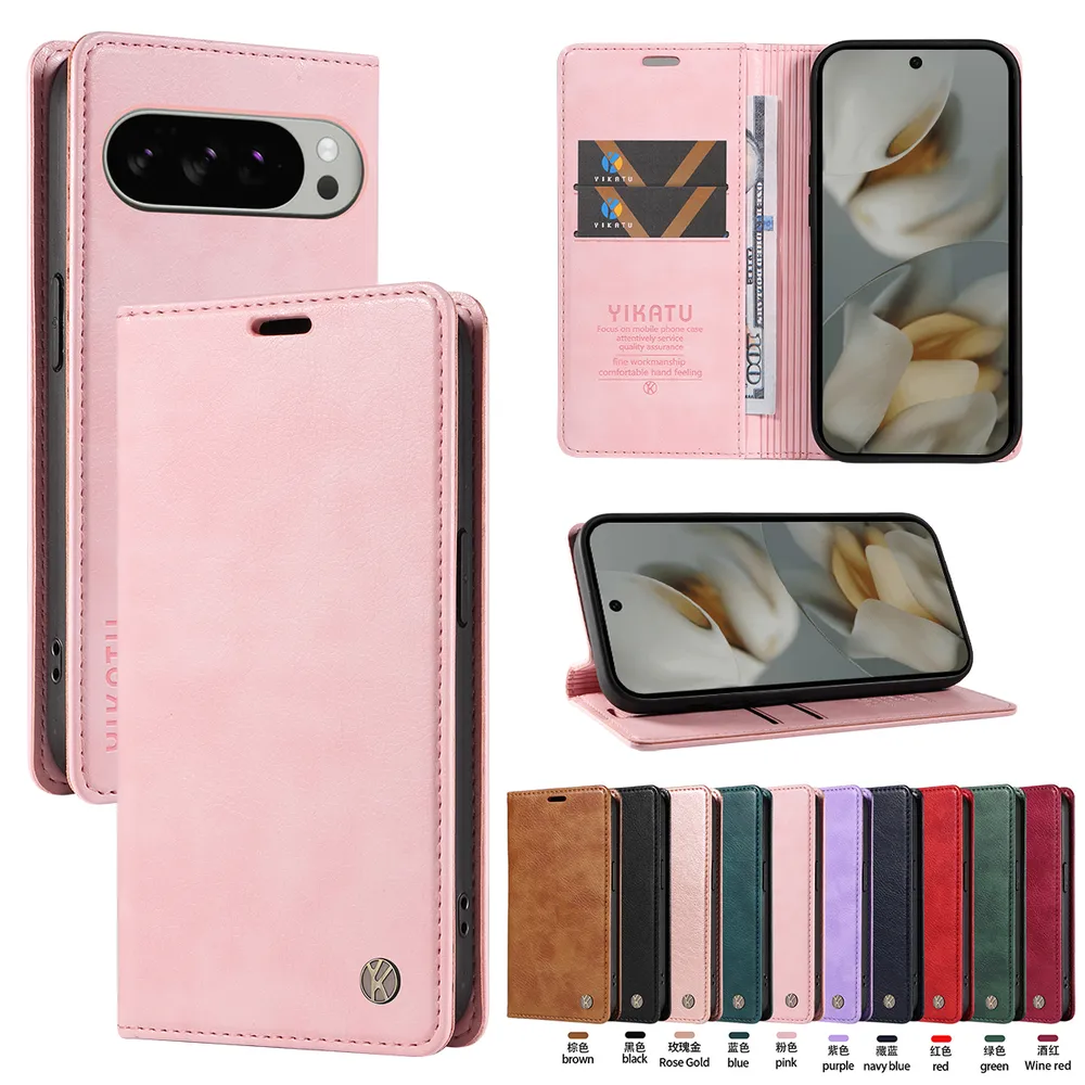 YIKATU YK-006 For Google Pixel 10 Pro XL 5G Leather Wallet Case Magnetic Closing Flip Phone Cover