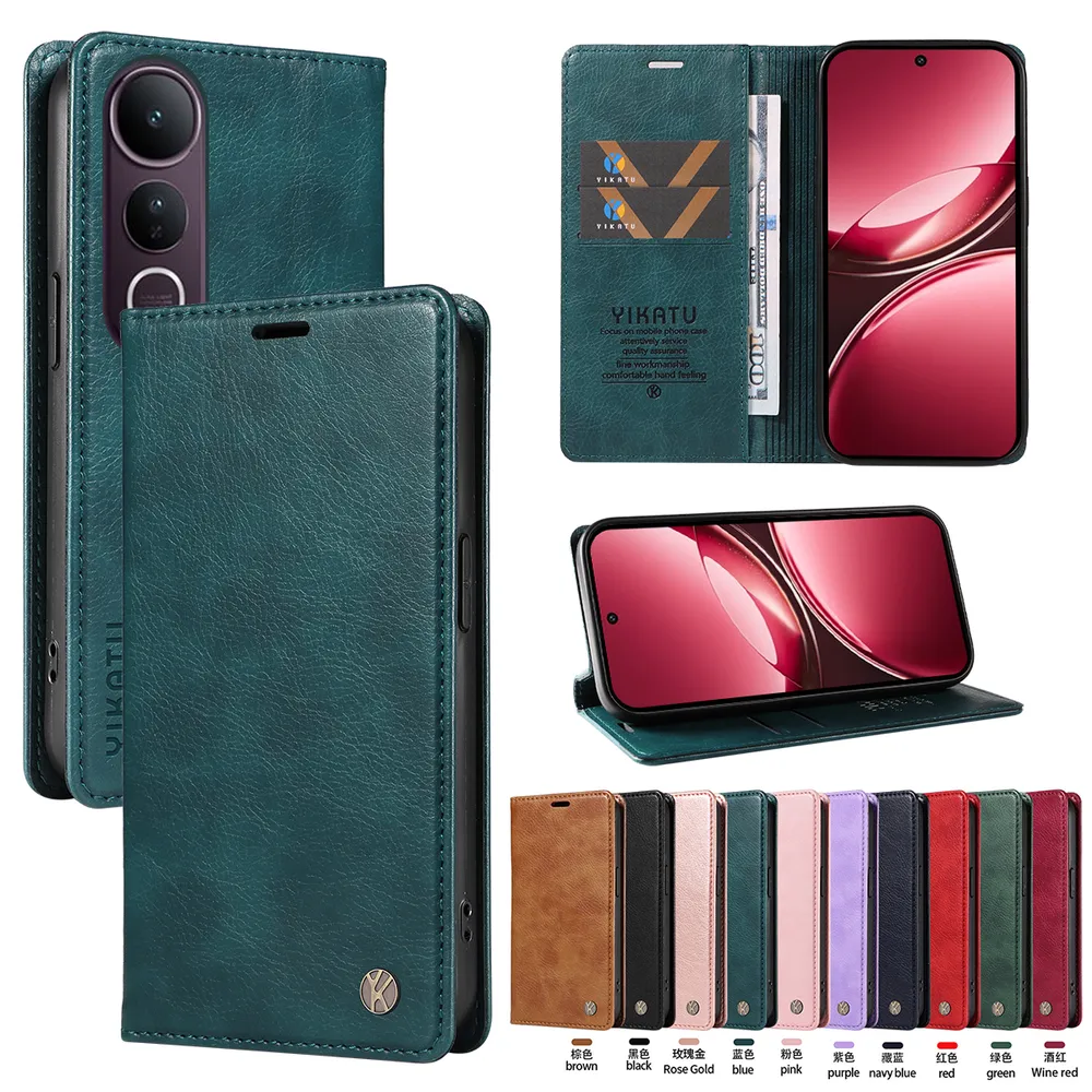 YIKATU YK-006 For VIVO V50 Lite 5G Leather Wallet Case Magnetic Closing Flip Phone Cover