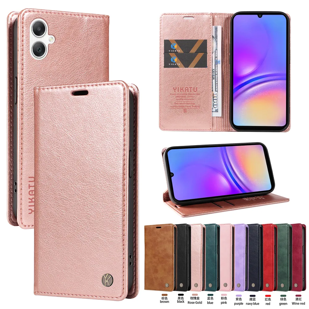 YIKATU YK-006 For Samsung Galaxy A06 Leather Wallet Case Magnetic Closing Flip Phone Cover