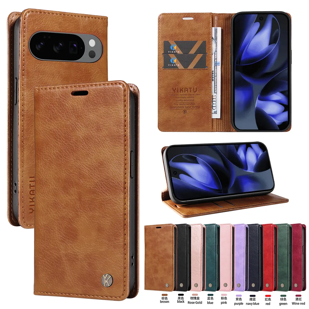 YIKATU YK-006 For Google Pixel 9 5G/Pixel 9 Pro 5G Leather Wallet Case Magnetic Closing Flip Phone Cover