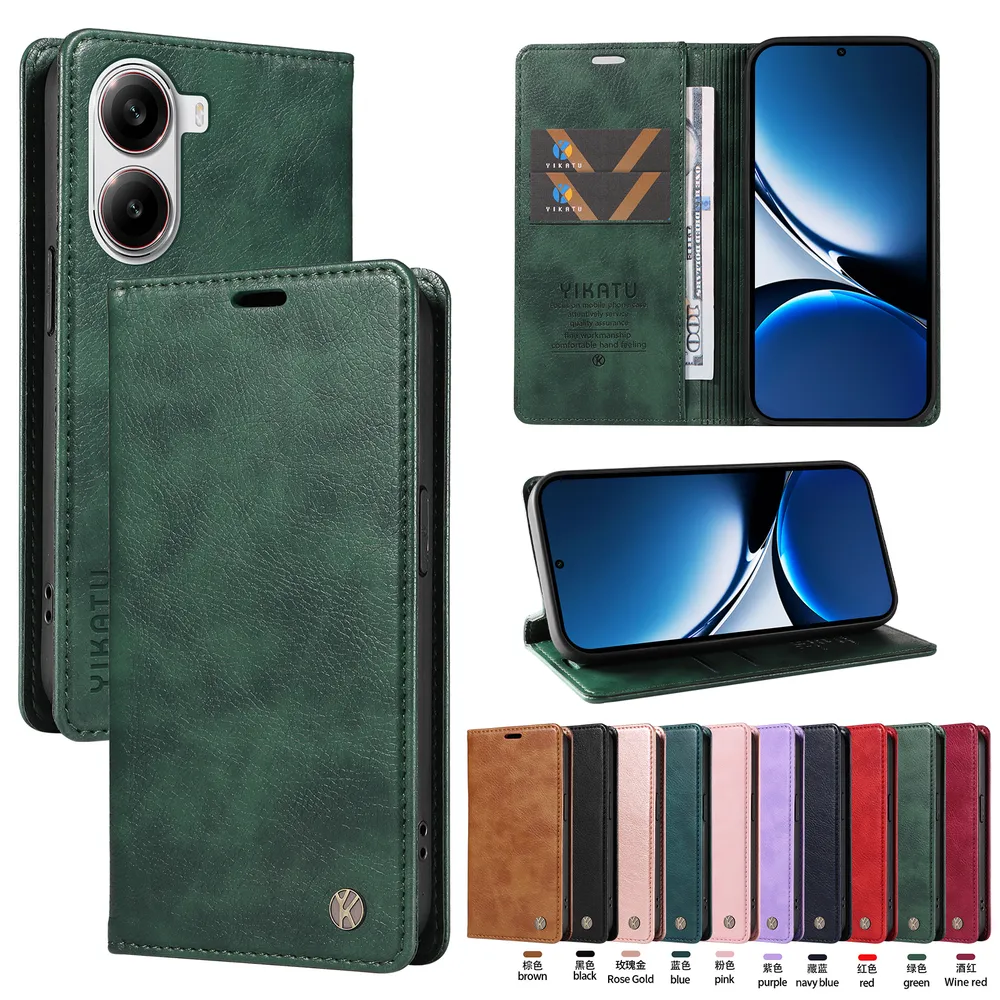 YIKATU YK-006 For Xiaomi Redmi Turbo 4 5G Leather Wallet Case Magnetic Closing Flip Phone Cover