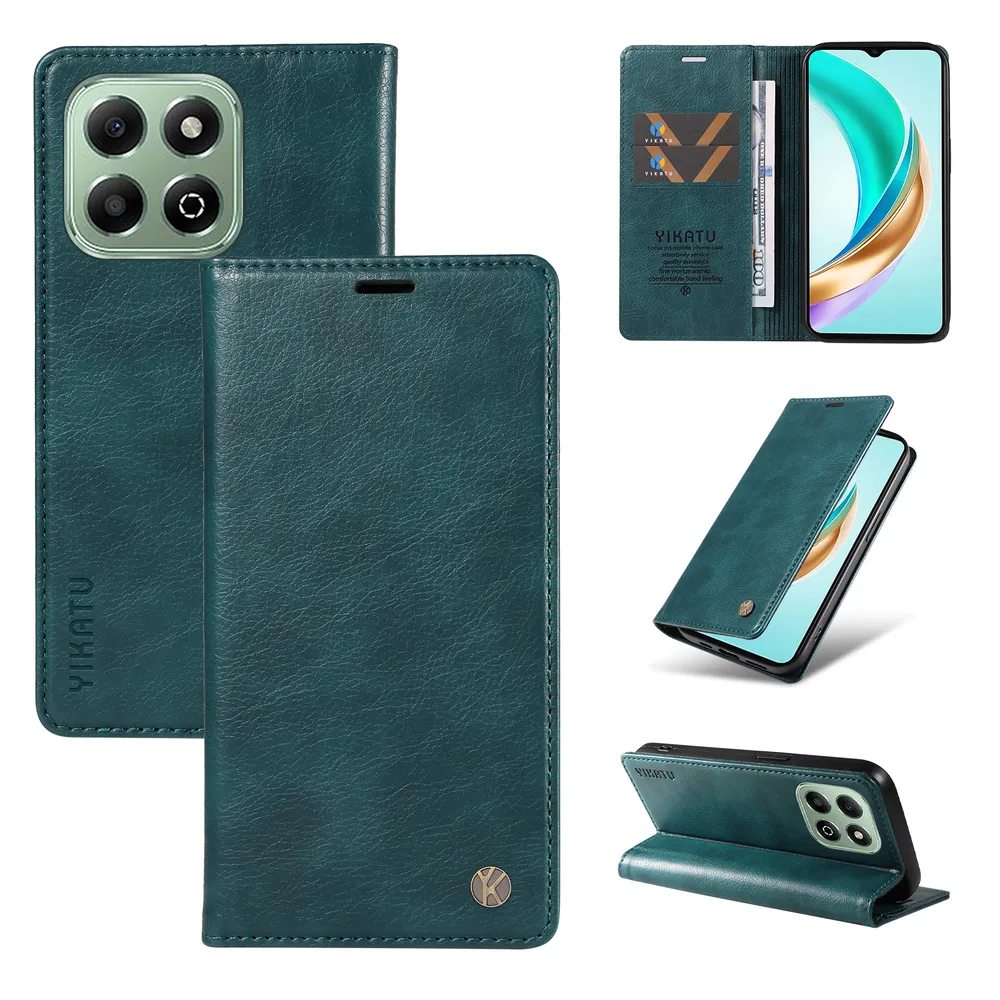 YIKATU YK-006 For Honor X5B Leather Wallet Case Magnetic Closing Flip Phone Cover