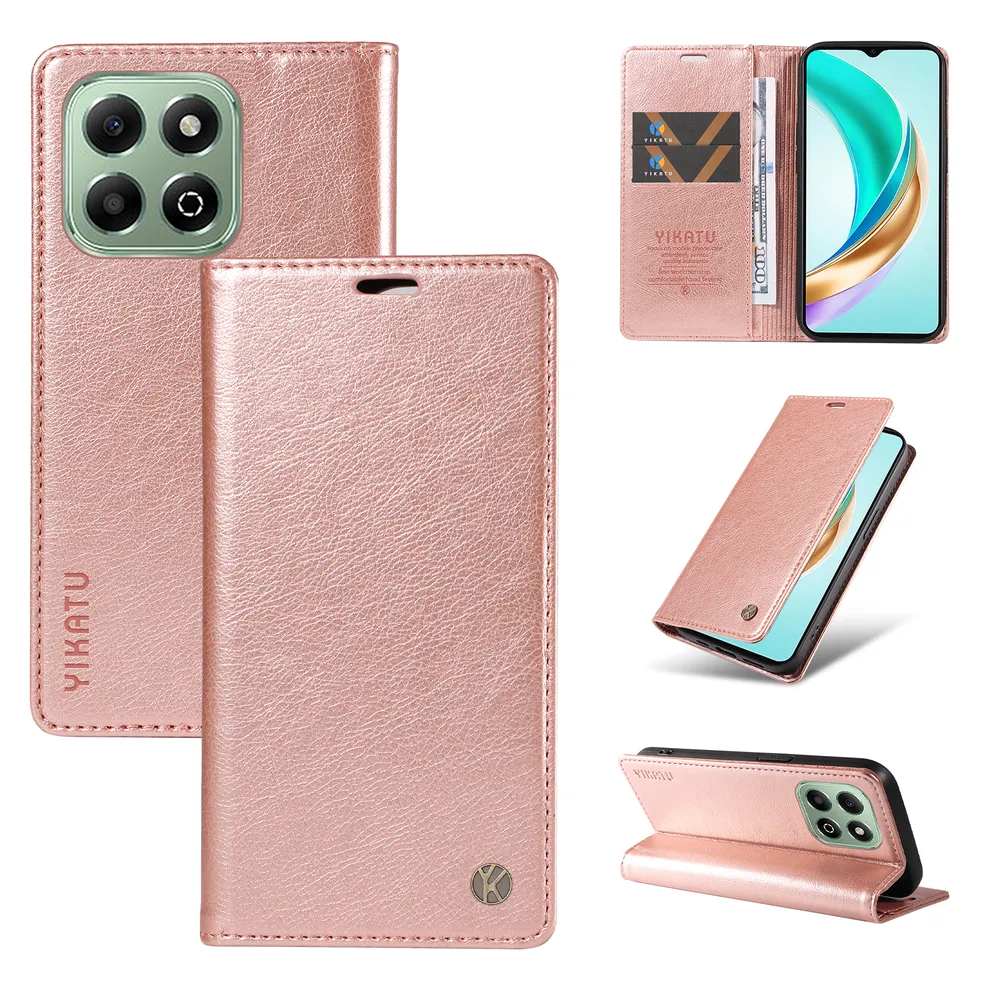 YIKATU YK-006 For Honor X6A Leather Wallet Case Magnetic Closing Flip Phone Cover