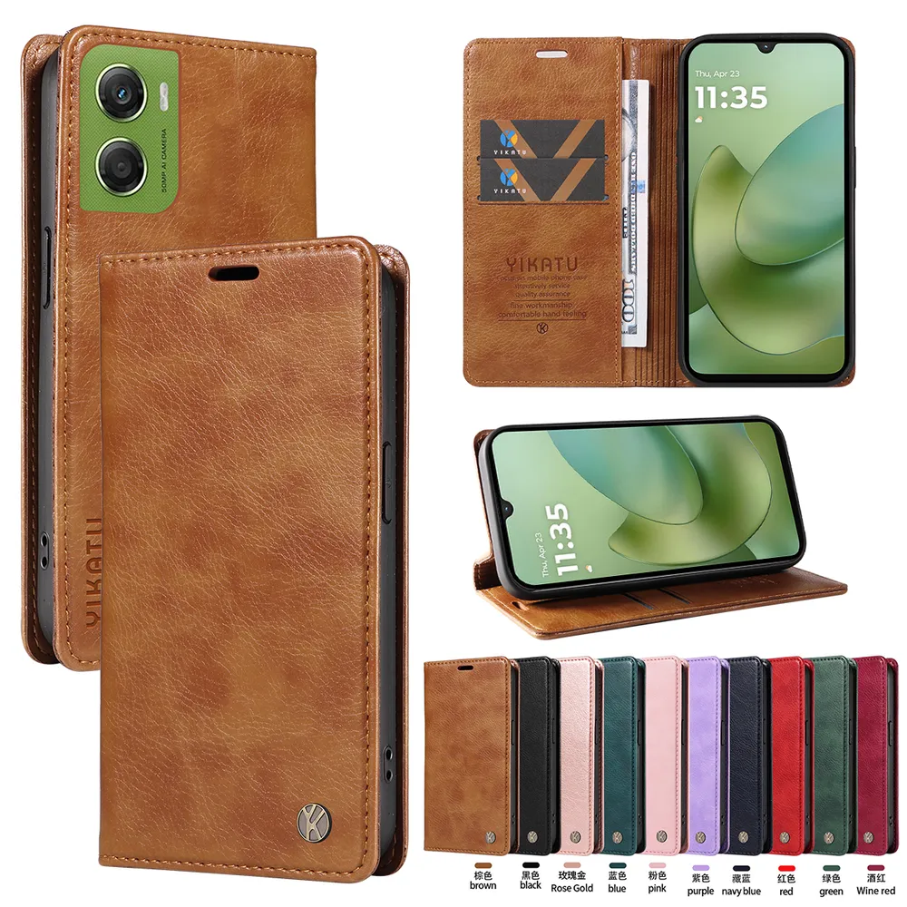 YIKATU YK-006 For Motorola Moto G06 4G Leather Wallet Case Magnetic Closing Flip Phone Cover