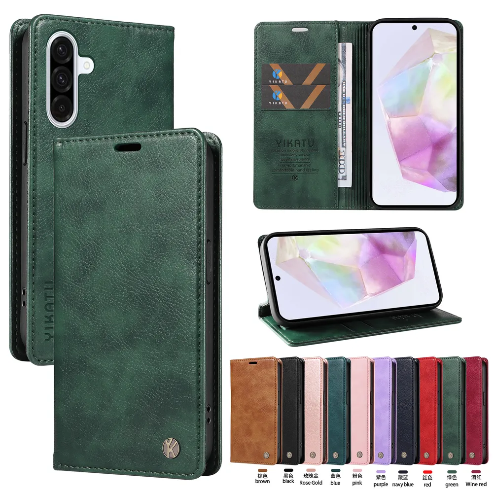 YIKATU YK-006 For Samsung Galaxy A56 5G Leather Wallet Case Magnetic Closing Flip Phone Cover
