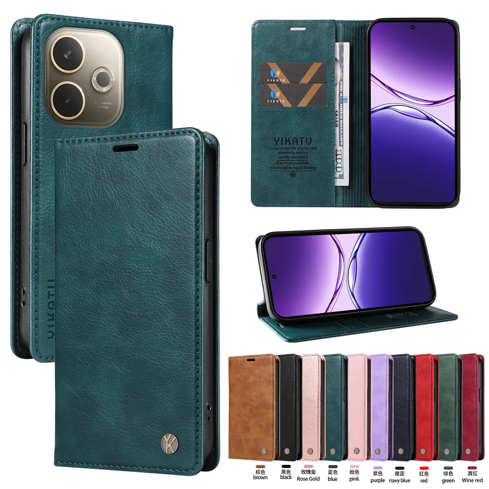 YIKATU YK-006 For OPPO A5 Pro 5G Leather Wallet Case Magnetic Closing Flip Phone Cover