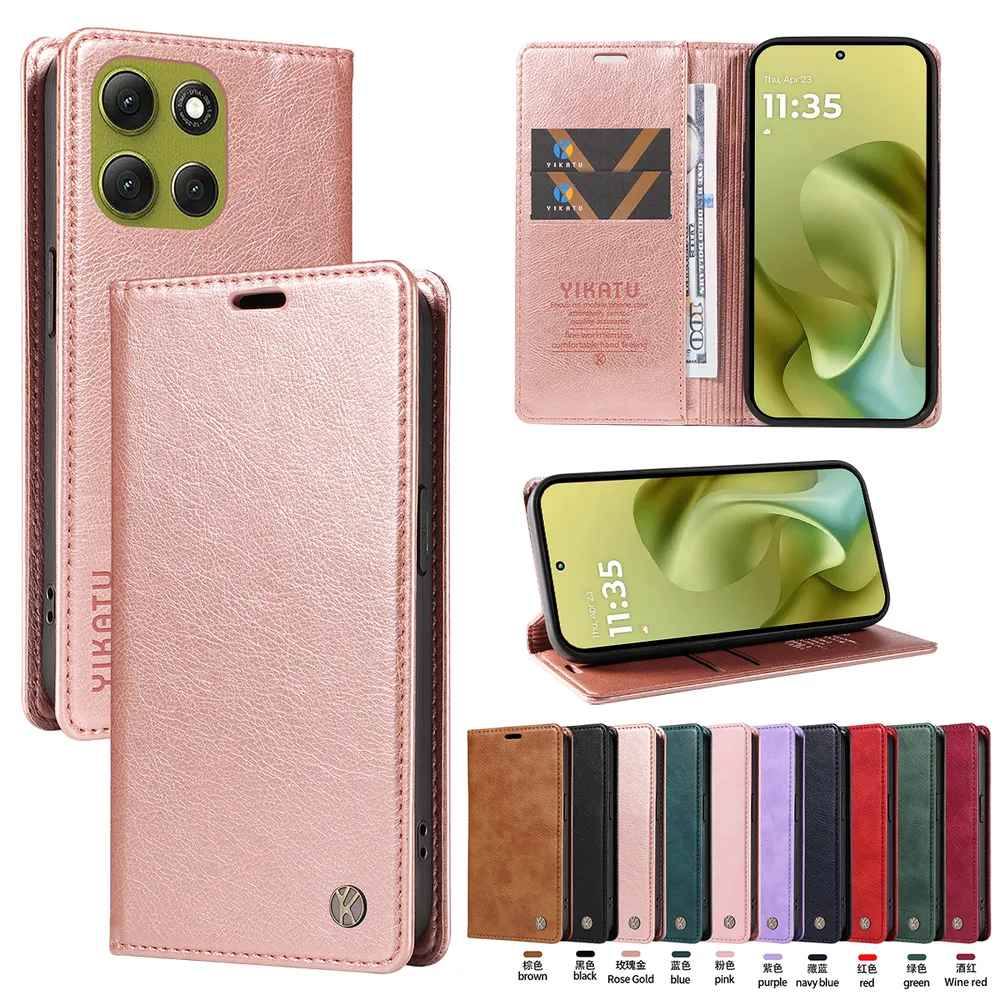 YIKATU YK-006 For Motorola Moto G86 Leather Wallet Case Magnetic Closing Flip Phone Cover