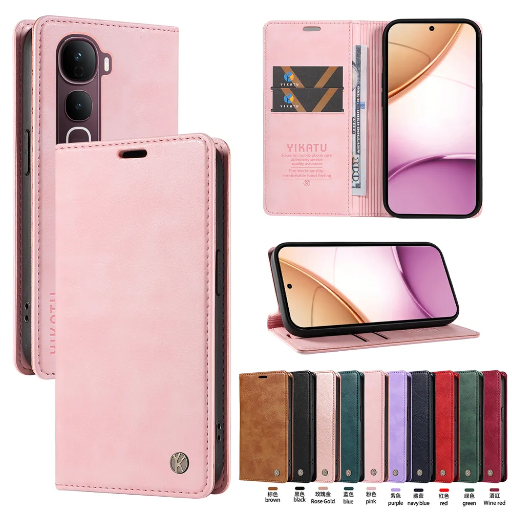 YIKATU YK-006 For VIVO Y400 Pro 5G Leather Wallet Case Magnetic Closing Flip Phone Cover