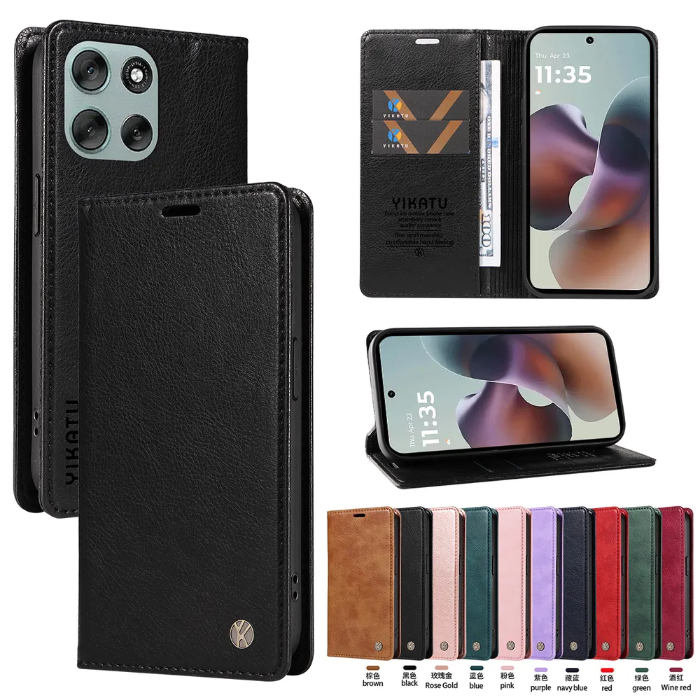 YIKATU YK-006 For Motorola Moto G56 Leather Wallet Case Magnetic Closing Flip Phone Cover