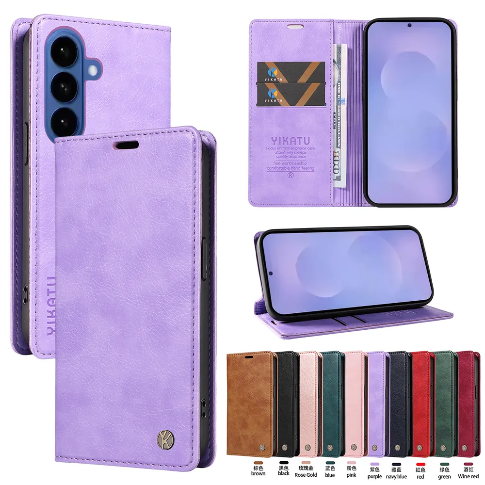 YIKATU YK-006 For Samsung Galaxy S26 Pro Leather Wallet Case Magnetic Closing Flip Phone Cover