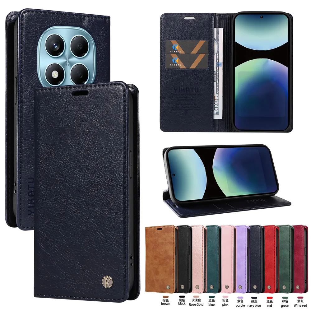 YIKATU YK-006 For Xiaomi Redmi Note 14 Pro 4G Leather Wallet Case Magnetic Closing Flip Phone Cover