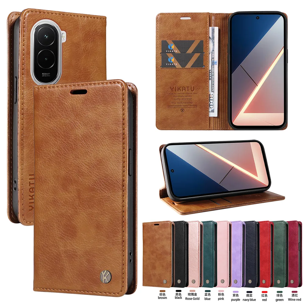 YIKATU YK-006 For Xiaomi POCO M7 4G 169mm Leather Wallet Case Magnetic Closing Flip Phone Cover