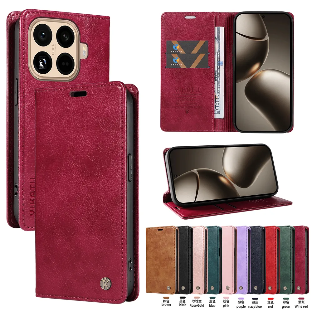 YIKATU YK-006 For Xiaomi 15T Pro Leather Wallet Case Magnetic Closing Flip Phone Cover