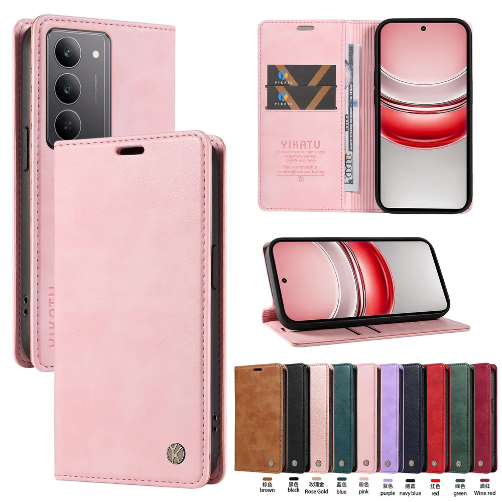 YIKATU YK-006 For OPPO Realme C75 4G Leather Wallet Case Magnetic Closing Flip Phone Cover