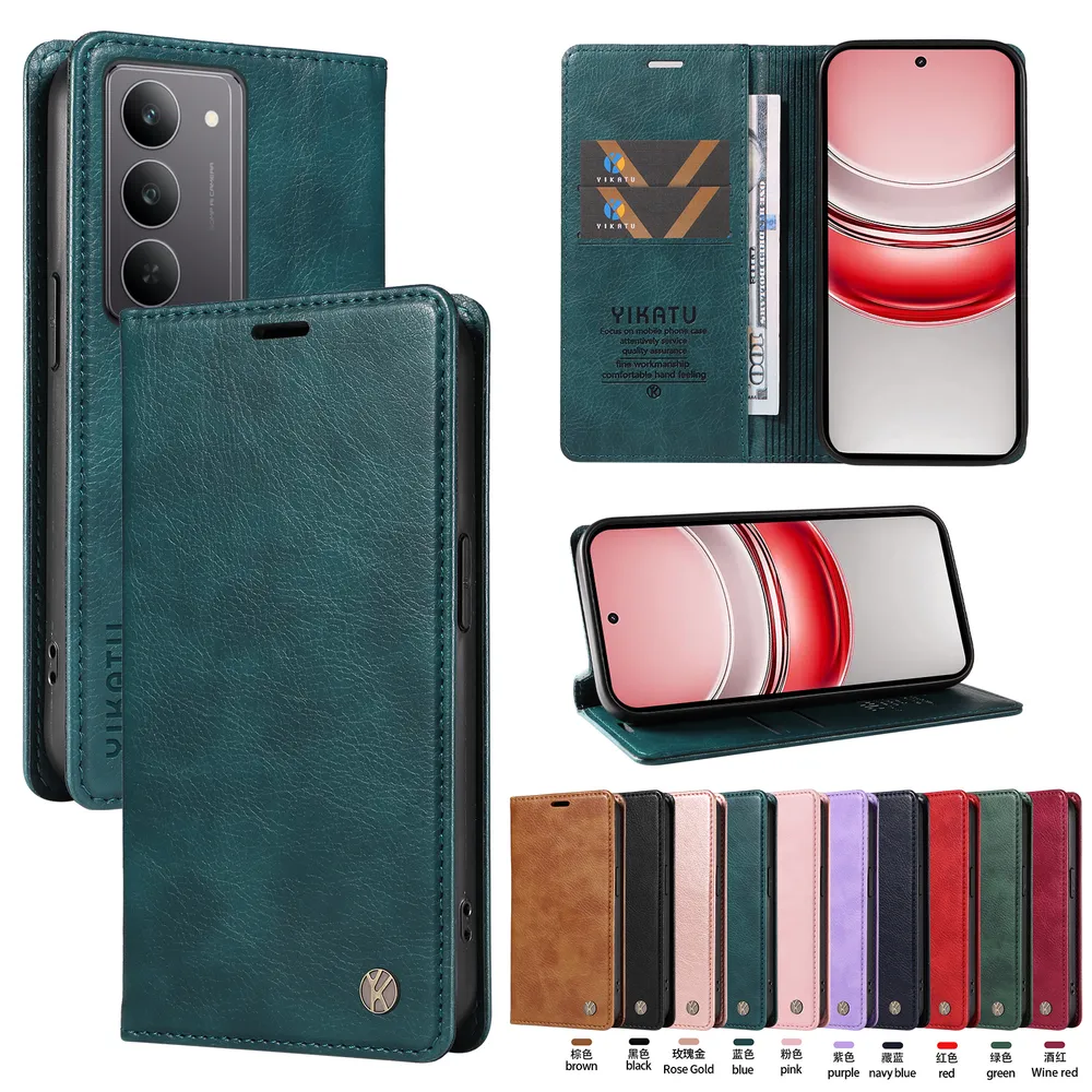 YIKATU YK-006 For OPPO Realme C71 Leather Wallet Case Magnetic Closing Flip Phone Cover