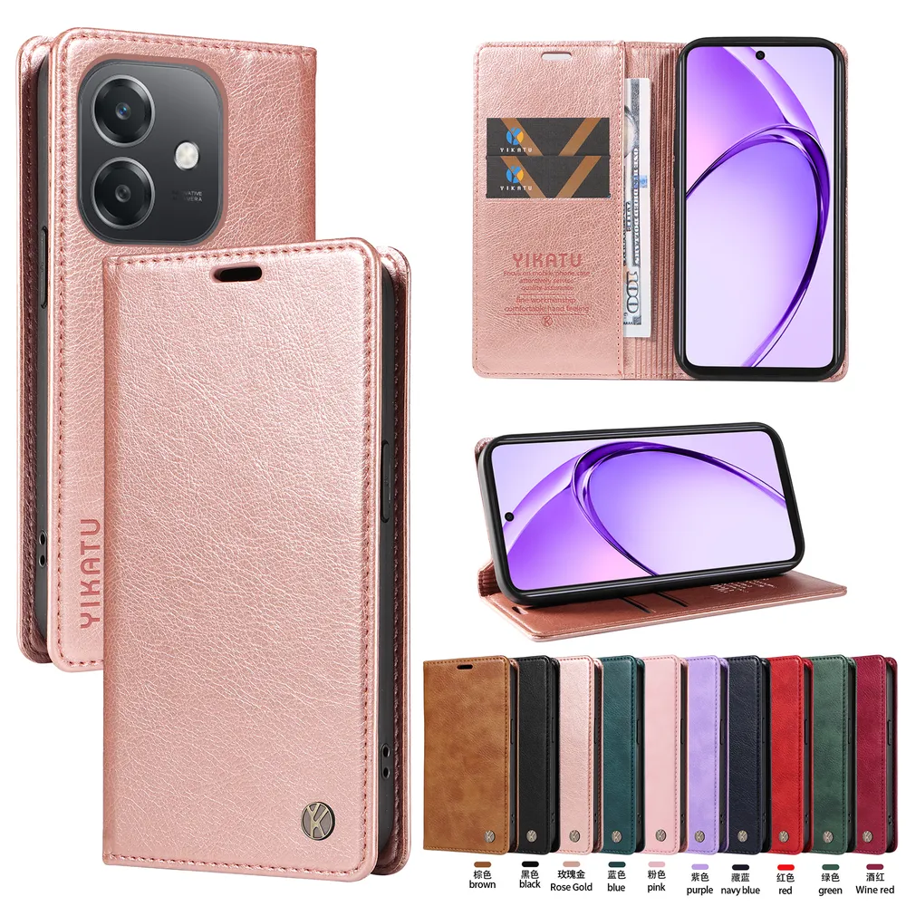 YIKATU YK-006 For OPPO A3 Leather Wallet Case Magnetic Closing Flip Phone Cover