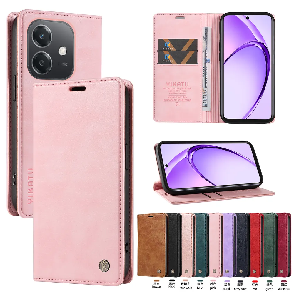 YIKATU YK-006 For OPPO A40 / A40M Leather Wallet Case Magnetic Closing Flip Phone Cover