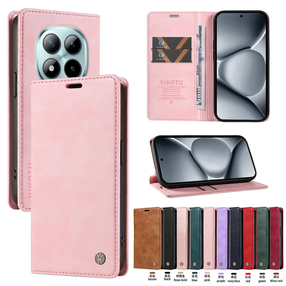 YIKATU YK-006 For Xiaomi Redmi Note 15 Pro Plus Leather Wallet Case Magnetic Closing Flip Phone Cover