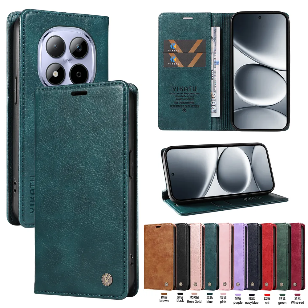 YIKATU YK-006 For Xiaomi Redmi Note 15 Pro 5G Leather Wallet Case Magnetic Closing Flip Phone Cover