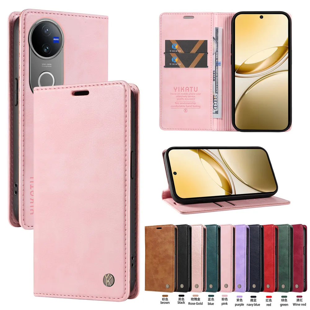 YIKATU YK-006 For VIVO V50 5G Leather Wallet Case Magnetic Closing Flip Phone Cover