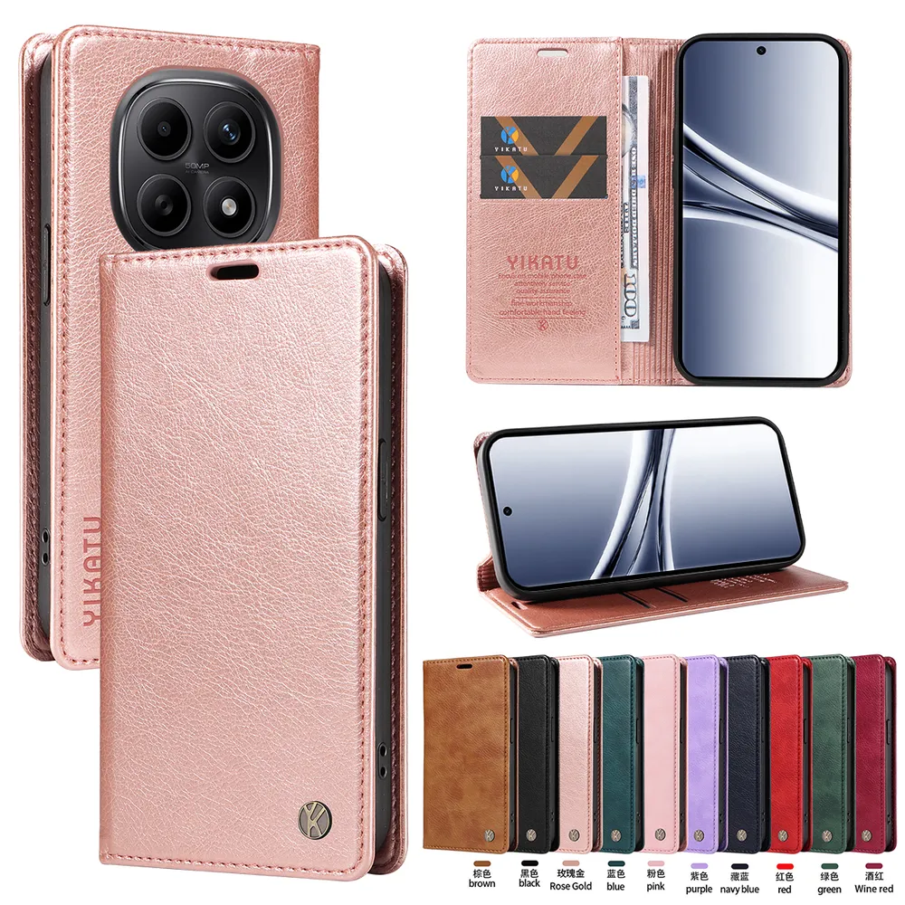 YIKATU YK-006 For Xiaomi Redmi Note 15 5G Leather Wallet Case Magnetic Closing Flip Phone Cover
