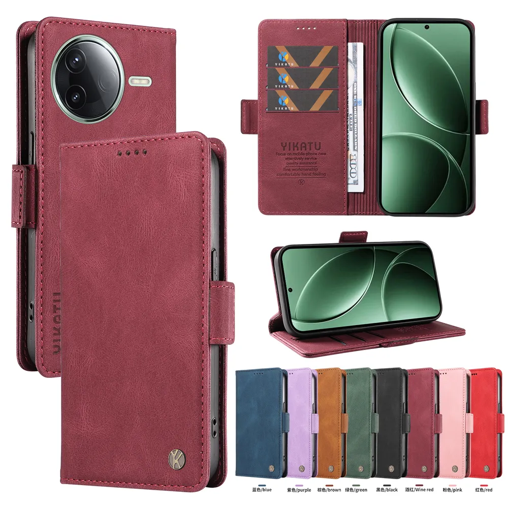 YIKATU YK-005 For Xiaomi Redmi K80 Pro 5G PU Leather Wallet Case Skin-touch Stand Magnetic Closure Phone Cover