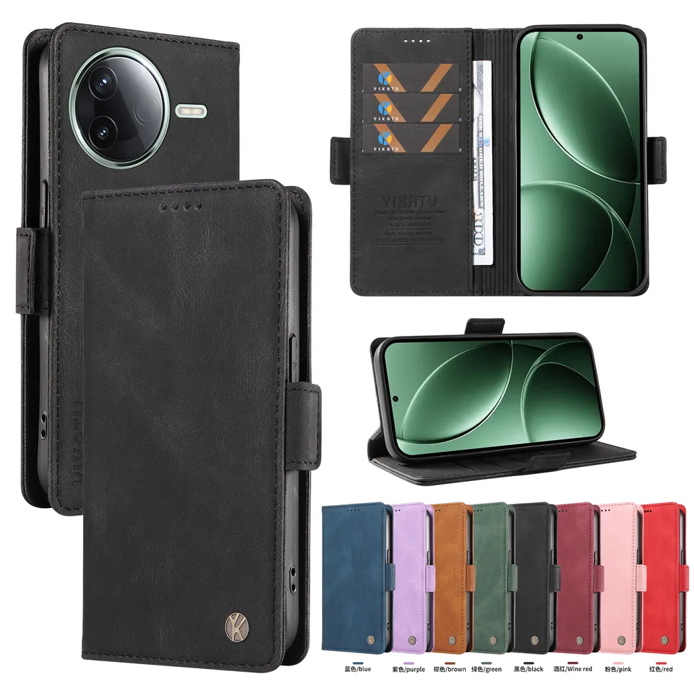 YIKATU YK-005 For Xiaomi Redmi K80 5G PU Leather Wallet Case Skin-touch Stand Magnetic Closure Phone Cover