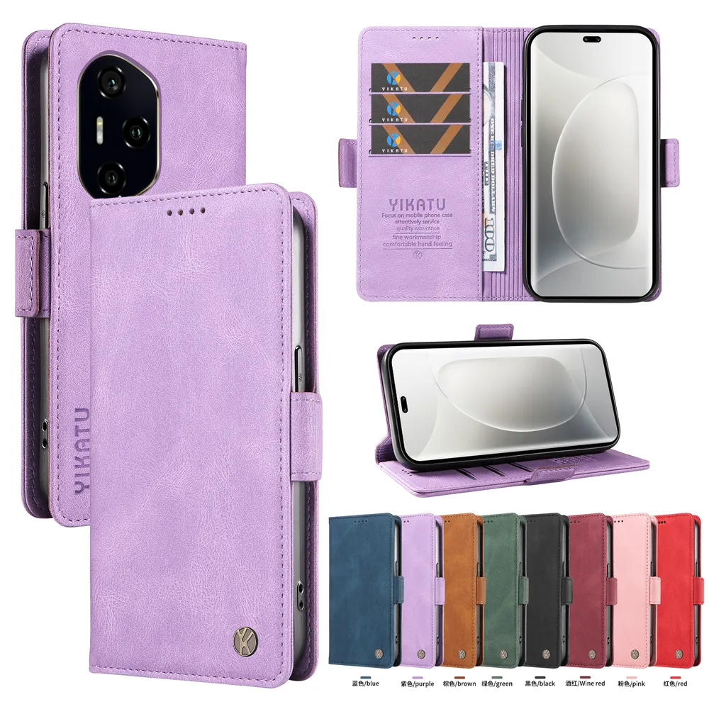 YIKATU YK-005 For Honor 300 Ultra 5G PU Leather Wallet Case Skin-touch Stand Magnetic Closure Phone Cover