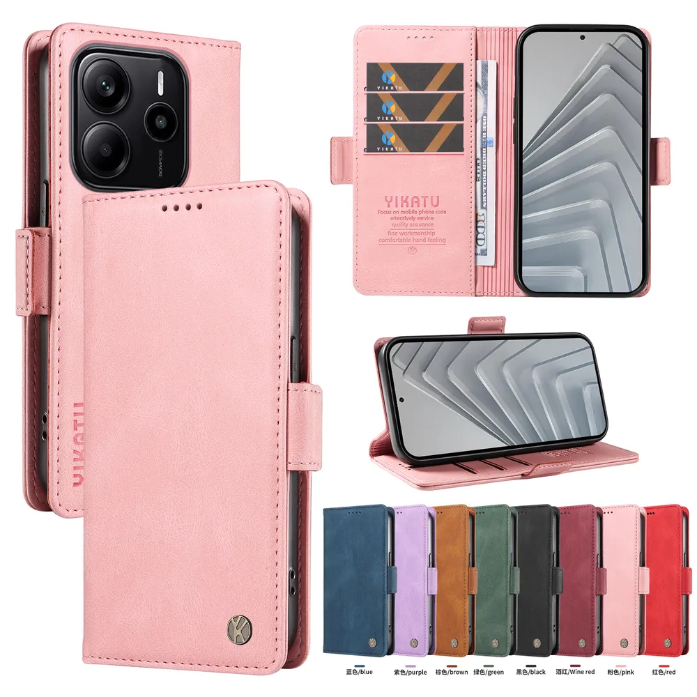 YIKATU YK-005 For Xiaomi Redmi Note 14 4G PU Leather Wallet Case Skin-touch Stand Magnetic Closure Phone Cover